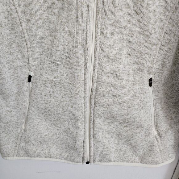 LL Bean Jacket Womens Medium Petite Oatmeal Full Zip Sweater Fleece Outdoor - Picture 5 of 9